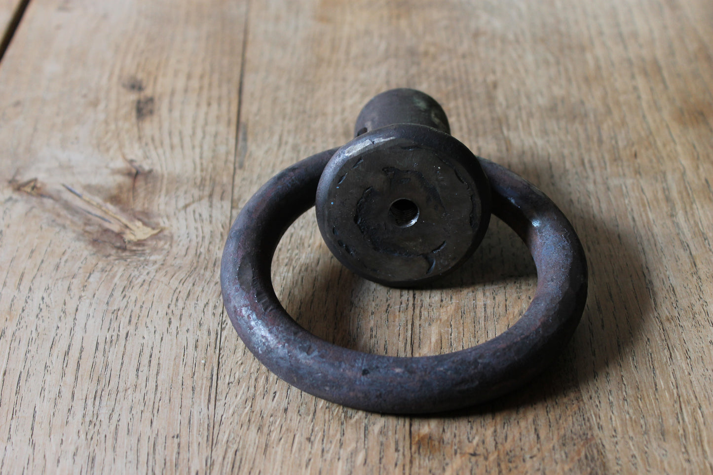 Smeedijzeren aanbindring, handgesmeed, voor paarden of rustieke decoratie