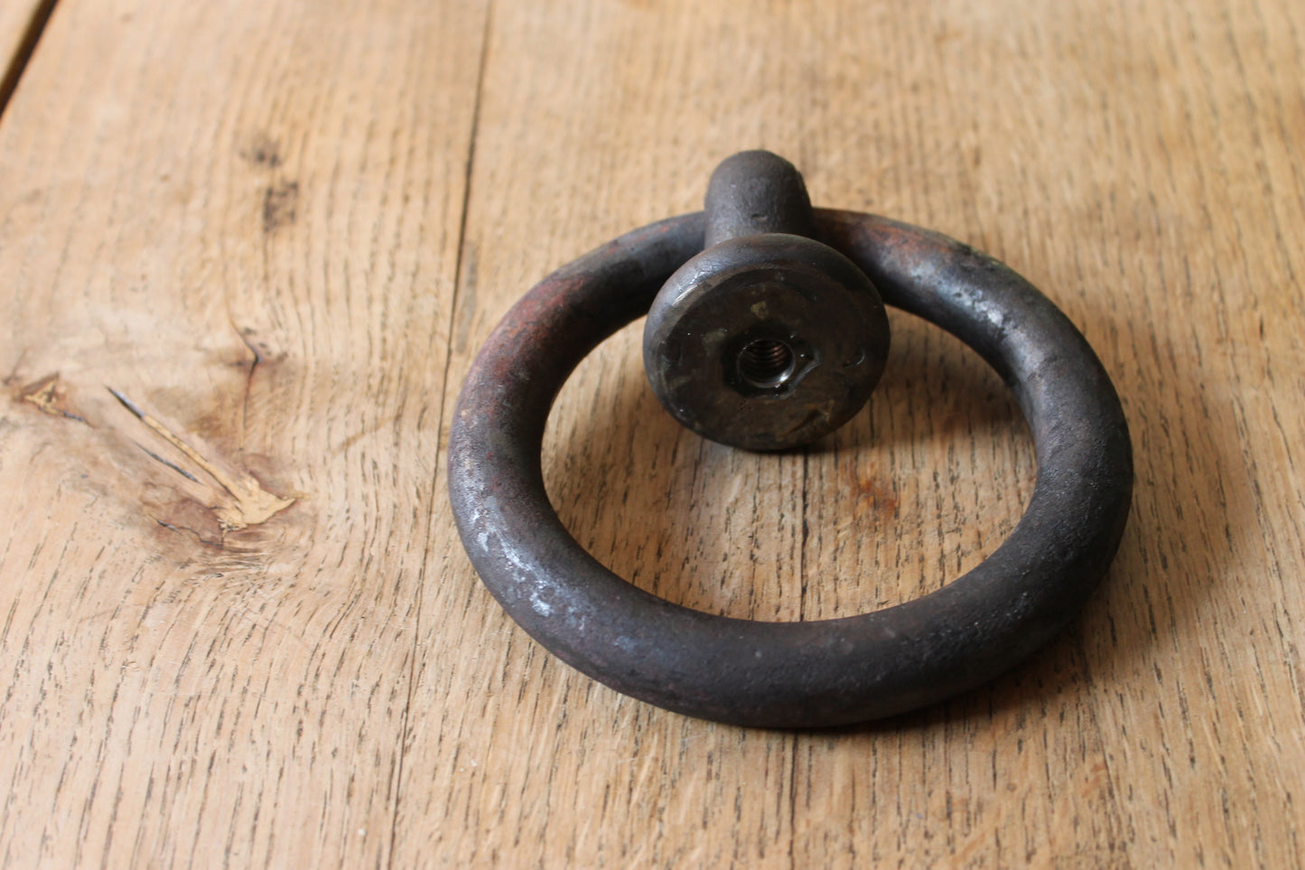 Smeedijzeren aanbindring, handgesmeed, voor paarden of rustieke decoratie